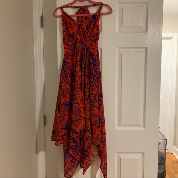 Size XXS Alexis for target Red tropical leaf dress - Picture 2 of 7